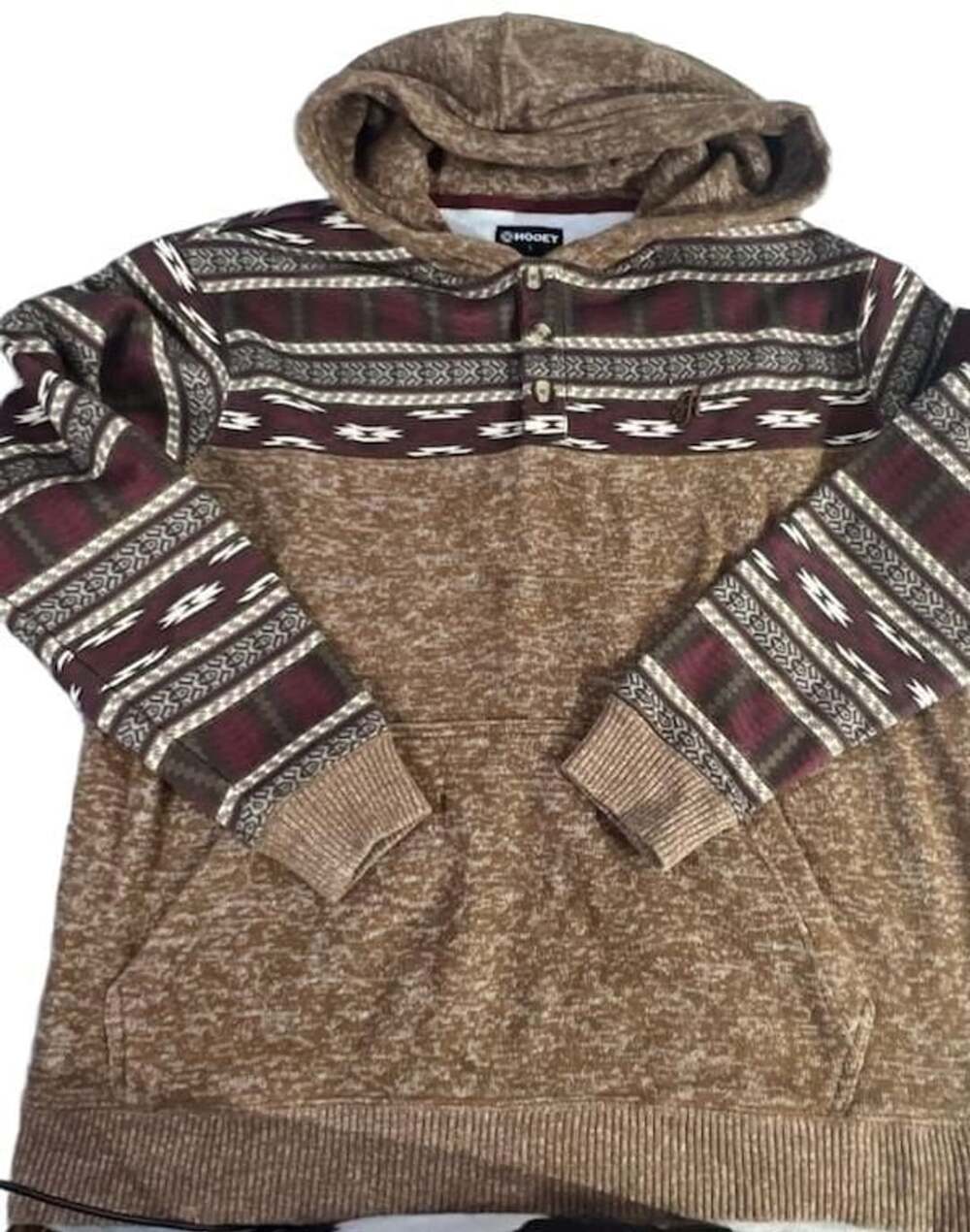 Hooey Nomad Jimmy Brown Aztec Print Pullover Hoodie